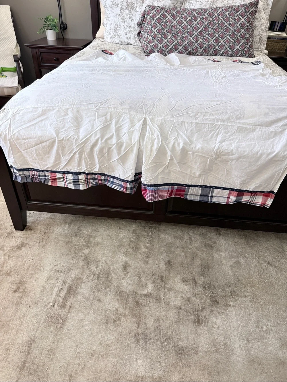 Pottery Barn Nautical Plaid Trim Crib Skirt